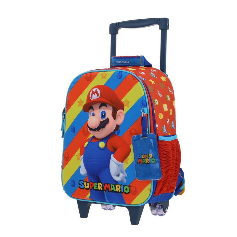 Mochila Con Ruedas Roja Para Niño Mario Bros by Chenson Drivuen