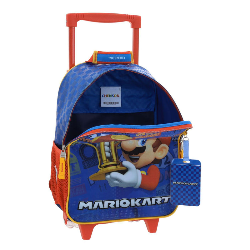 Mochila Con Ruedas Azul Mario Bros Chica Para Niño Chenson Veloz