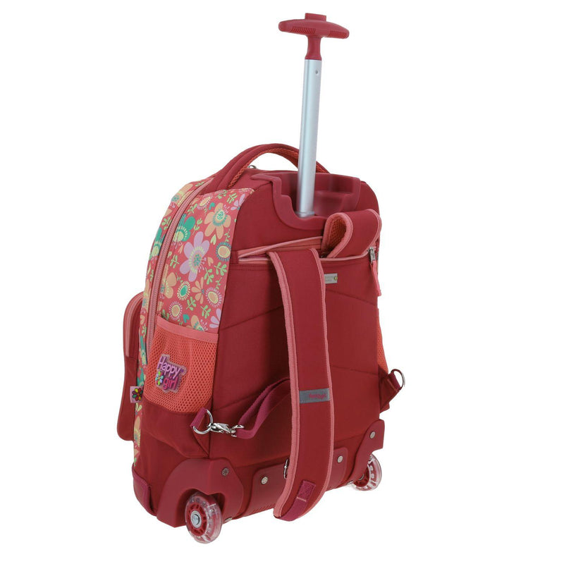 Mochila Con Ruedas Rosa Grande Para Niña Happy Girl By Chenson Floris