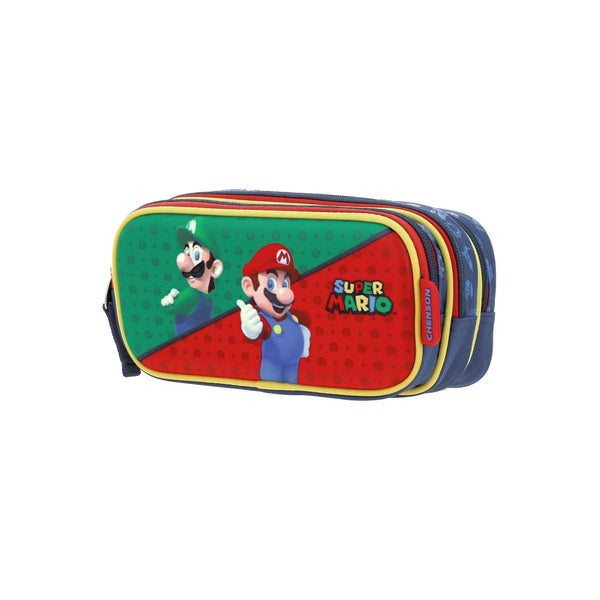Lapicera Luigi y Mario Bros Azul triple compartimento