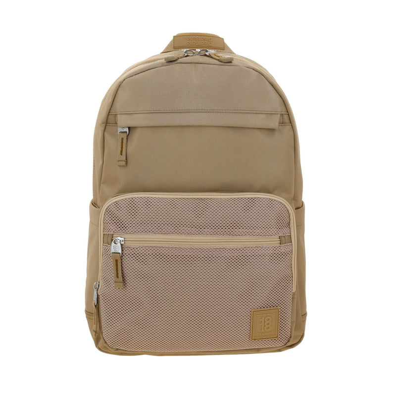 Mochila Grande 1818 Unisex Softy Beige Con Porta Laptop De Hasta 15".