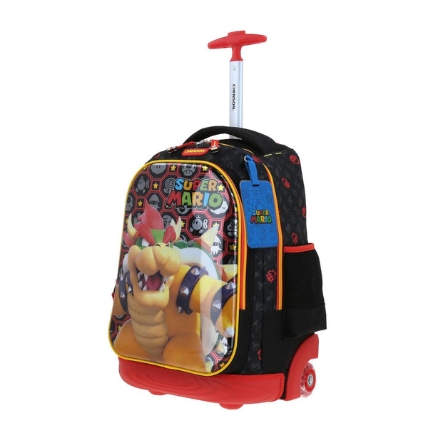 Mochila con Ruedas Negra Mario Bros Chenson