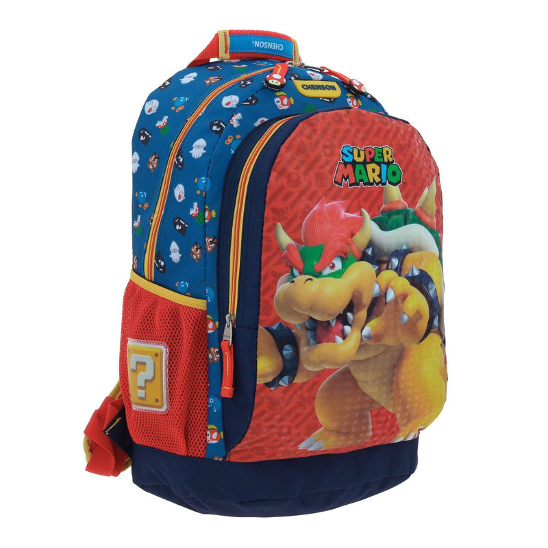 Mochila Azul Mario Bros Grande Para Niño Chenson Wers