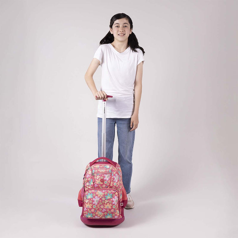 Mochila Con Ruedas Rosa Grande Para Niña Happy Girl By Chenson Floris