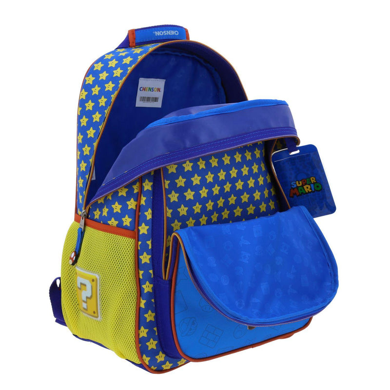 Mochila Azul Mario Bros Grande Para Niño Chenson Powp