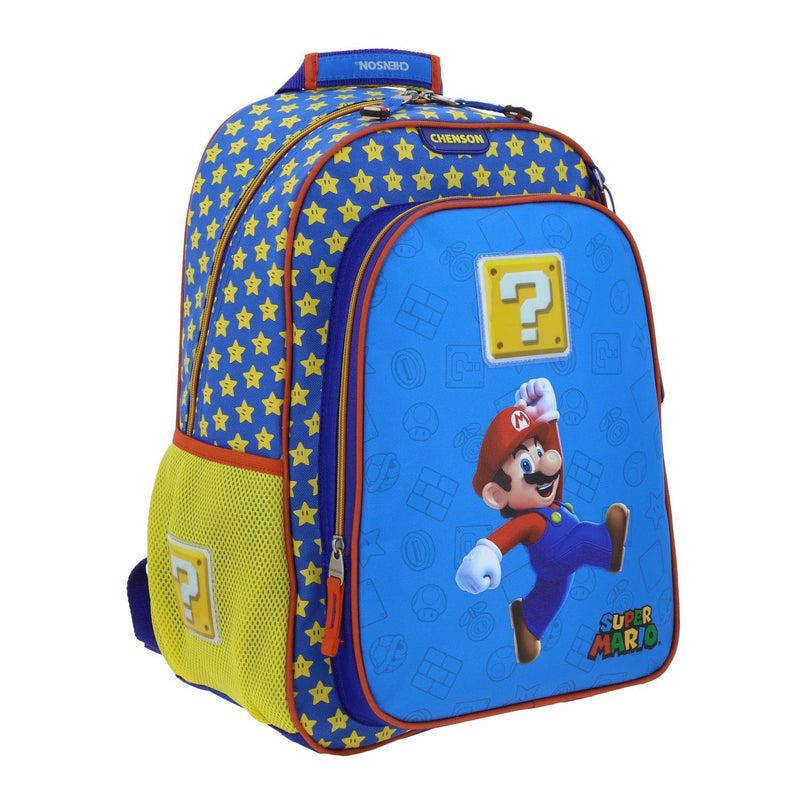 Mochila Azul Mario Bros Grande Para Niño Chenson Powp