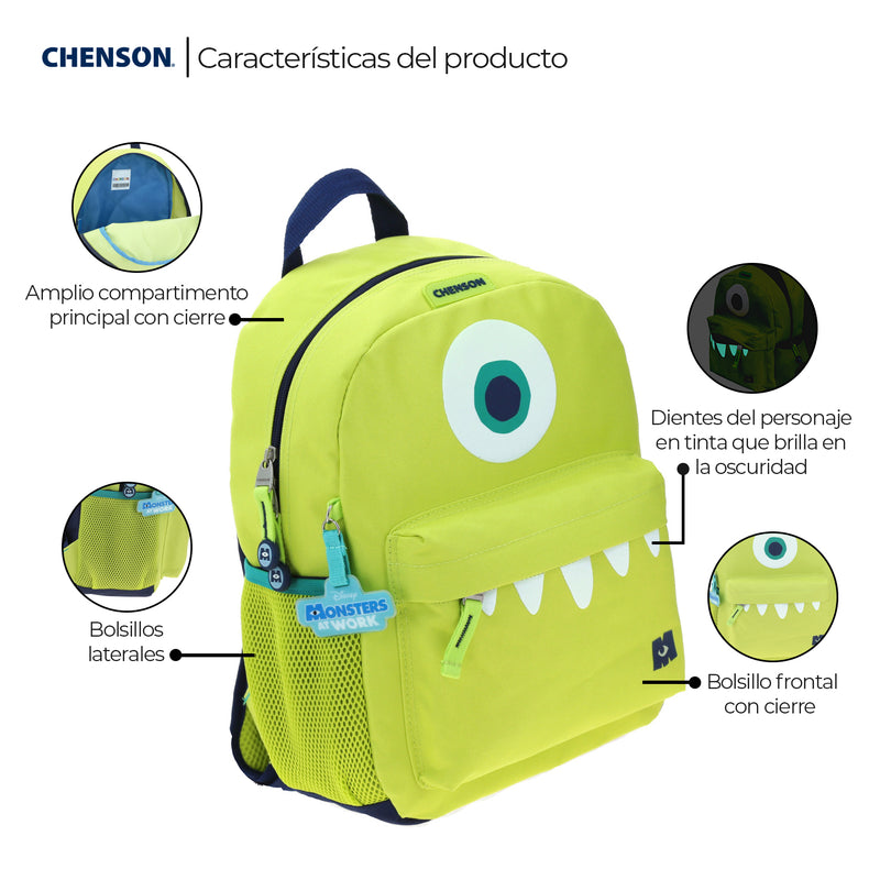 Mochila Chico Verde Chenson Monster at Work Kinder Toothster para niño