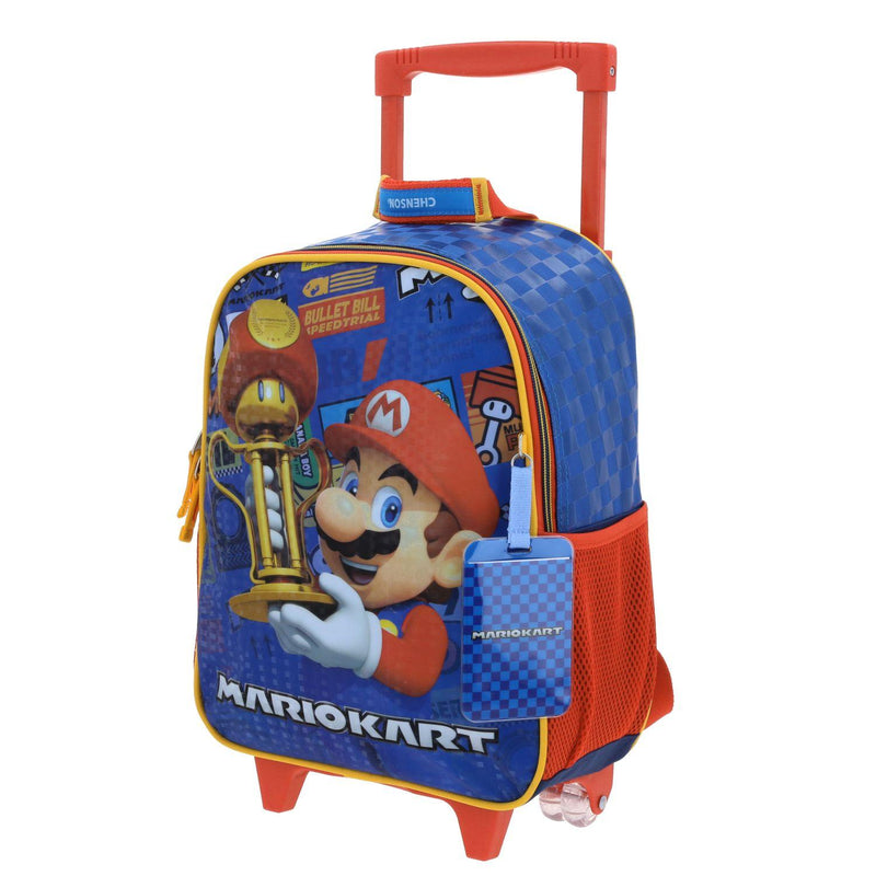 Mochila Con Ruedas Azul Mario Bros Chica Para Niño Chenson Veloz