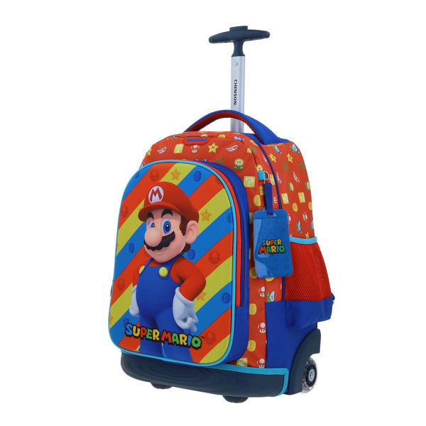 Mochila Con Ruedas Roja Para Niño Mario Bros by Chenson Drivuen