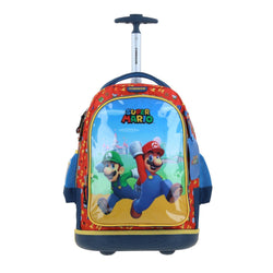 Mochila Con Ruedas Azul Para Niño Mario Bros by Chenson Fiant