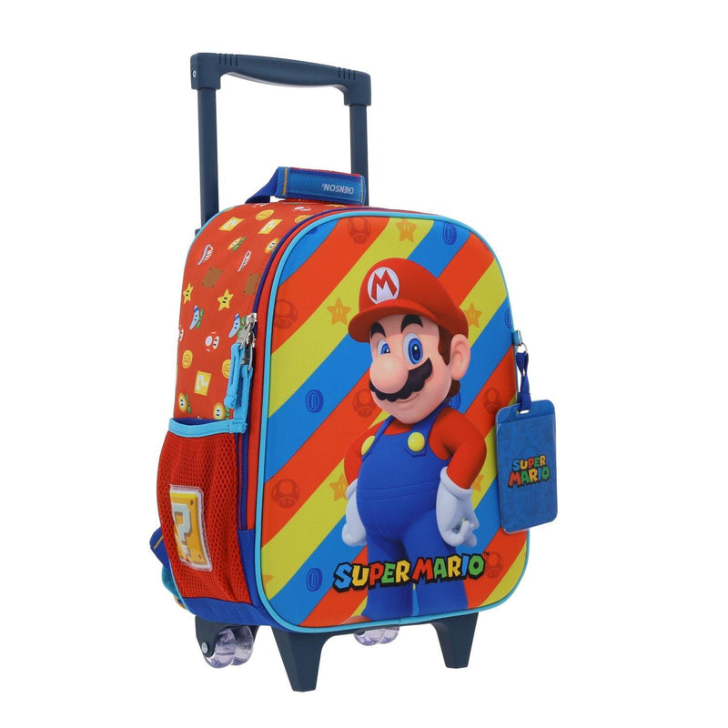 Mochila Con Ruedas Roja Para Niño Mario Bros by Chenson Drivuen