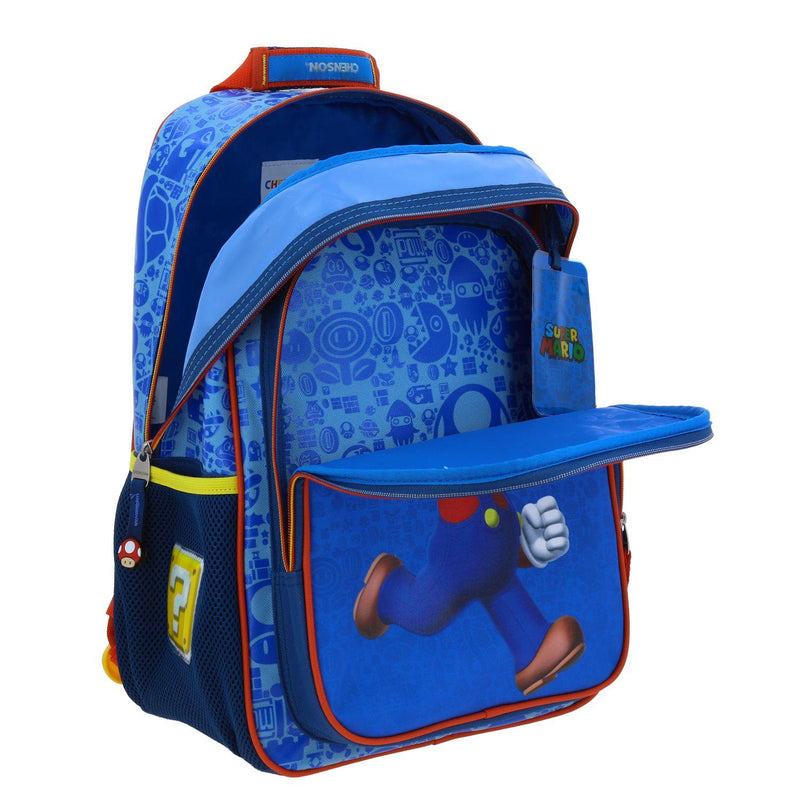 Mochila Azul Mario Bros Grande Para Niño Chenson Scotty