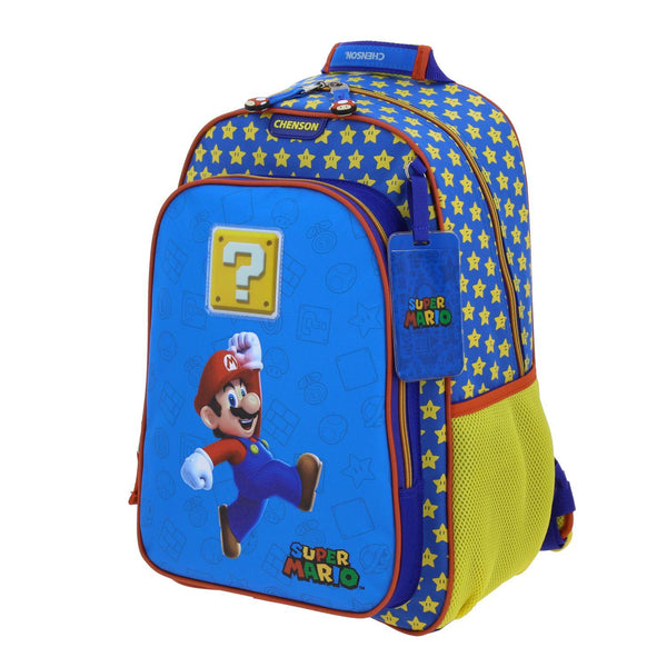 Mochila Azul Mario Bros Grande Para Niño Chenson Powp