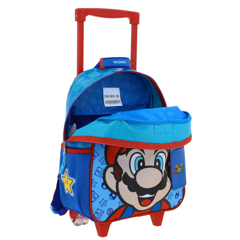 Mochila Con Ruedas Azul Mario Bros Chica Para Niño Chenson Flep