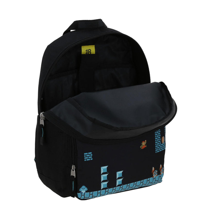 Mochila Para Laptop Negra Mario Bros 1818 Warp