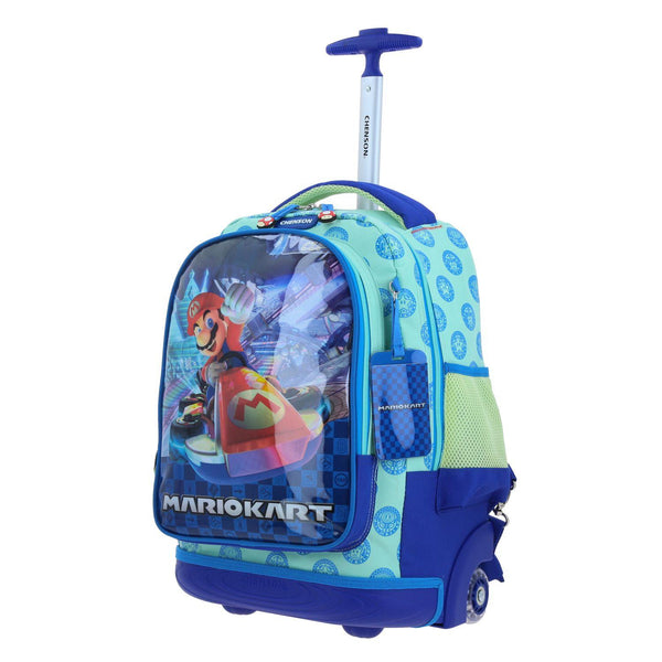 Mochila Con Ruedas Grande Para Niño Chenson Mario Bros Azul Peis