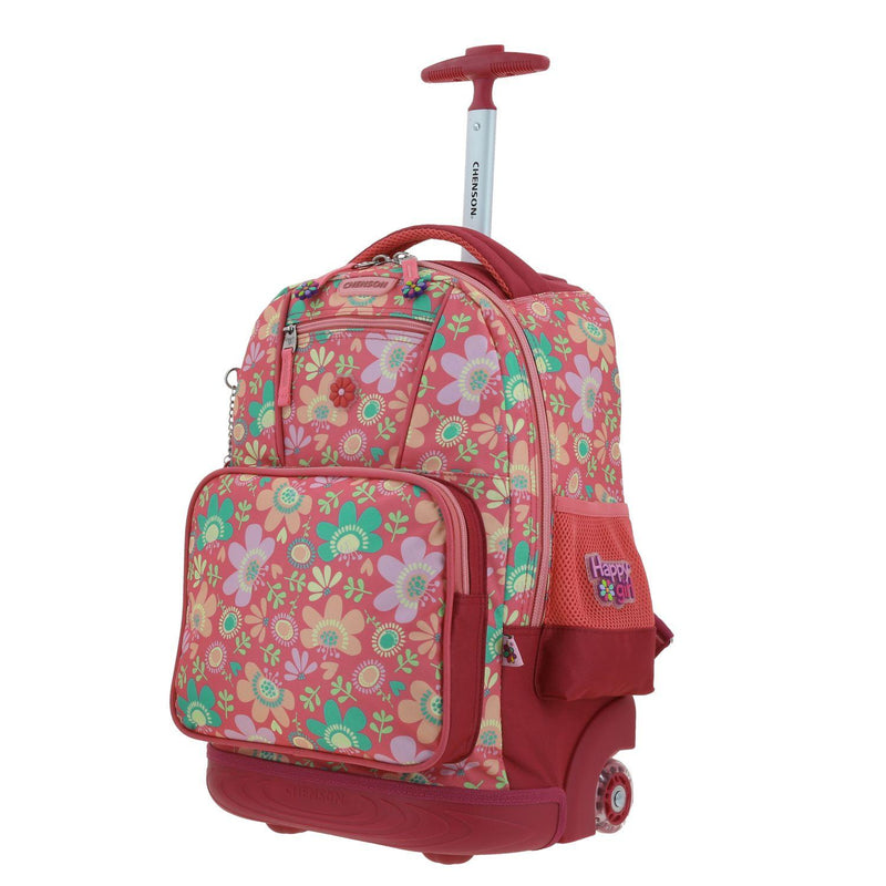 Mochila Con Ruedas Rosa Grande Para Niña Happy Girl By Chenson Floris