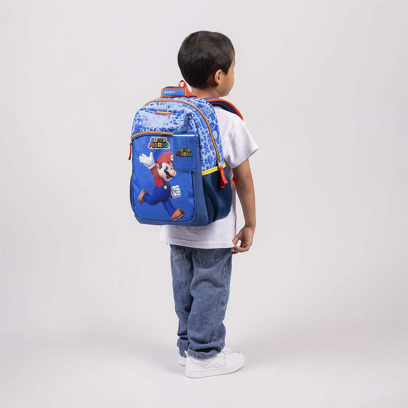 Mochila Mediana Azul Mario Bros Para Niño Chenson Scotty