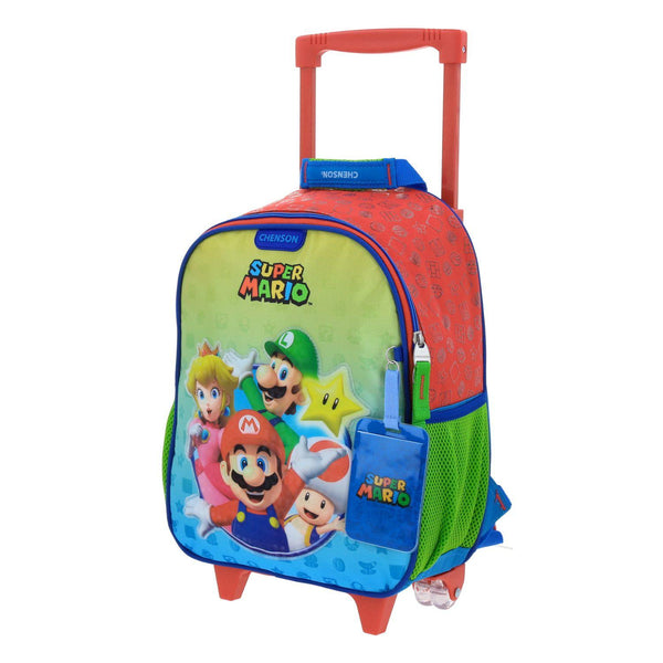 Mochila Con Ruedas Roja Chica Mario Bros Para Niño Chenson Yoin