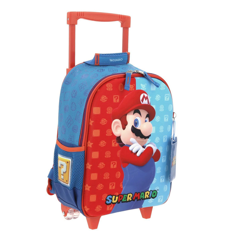 Mochila Con Ruedas Azul Mario Bros Para Niño Chenson Dulp