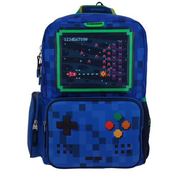 Mochila Escolar Azul con Diseño Gamer Chenson Original Galaga