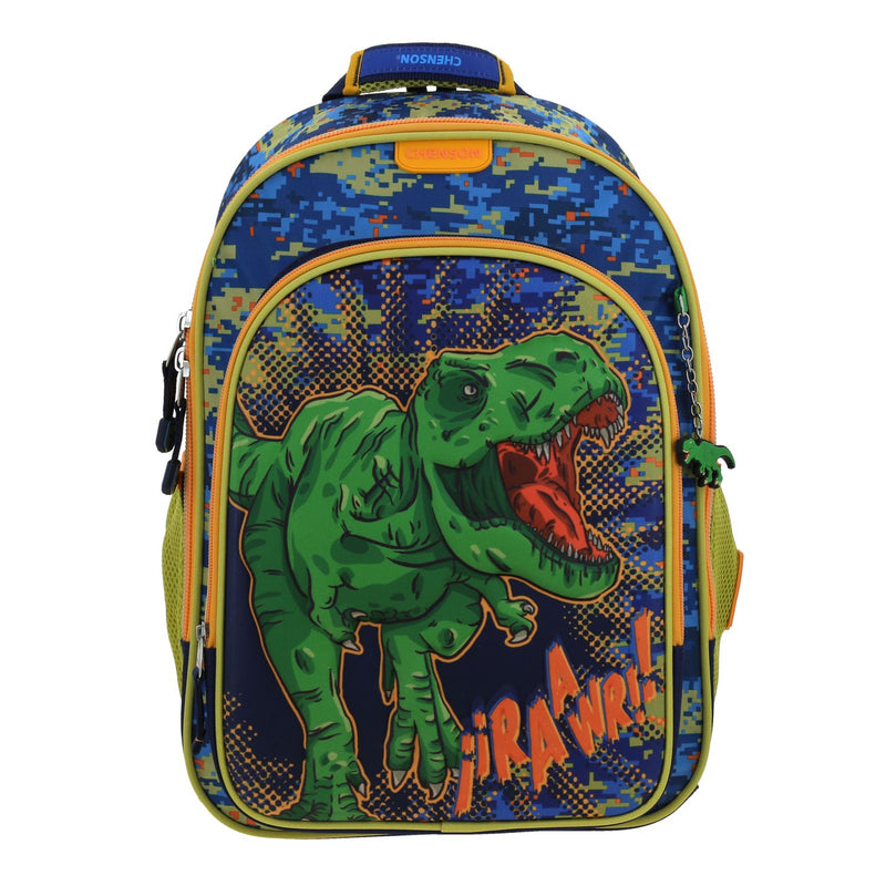 Mochila Azul Escolar Diseño 3D de Dinosaurio Chenson Original Korav