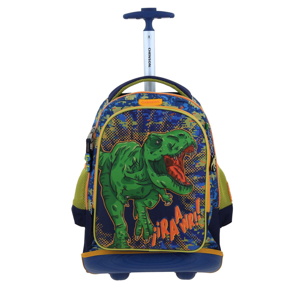 Mochila con Ruedas Azul Diseño 3D de Dinosaurio Chenson Korav