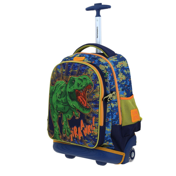 Mochila con Ruedas Azul Diseño 3D de Dinosaurio Chenson Korav