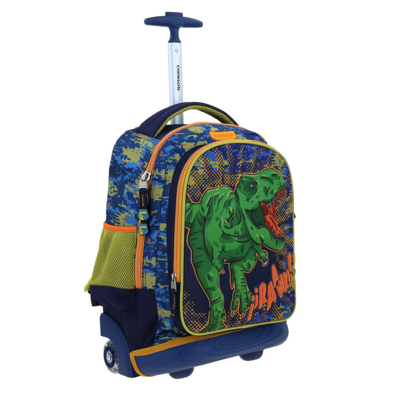 Mochila con Ruedas Azul Diseño 3D de Dinosaurio Chenson Korav