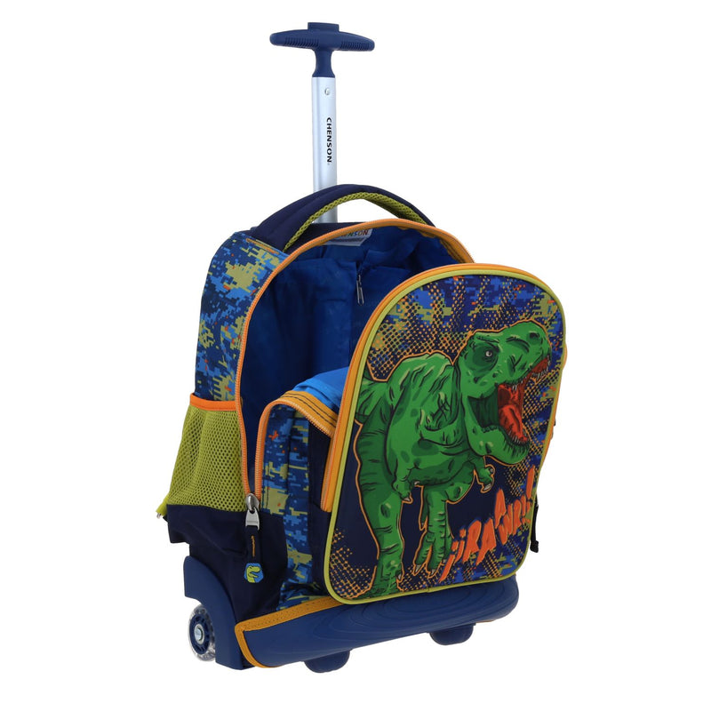 Mochila con Ruedas Azul Diseño 3D de Dinosaurio Chenson Korav