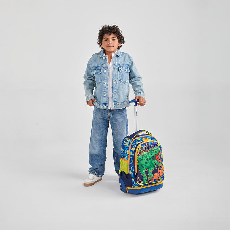 Mochila con Ruedas Azul Diseño 3D de Dinosaurio Chenson Korav