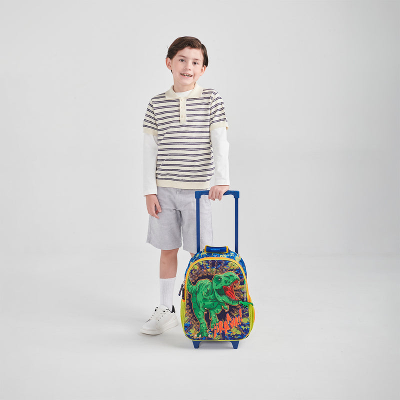 Mochila con Ruedas Azul Diseño 3D de Dinosaurio Chenson Korav