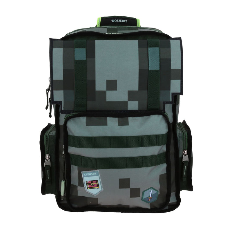 Mochila Verde Escolar con Diseño Pixeleado Chenson Original Pixels