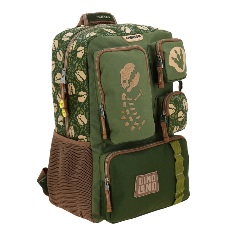 Mochila Verde Militar Escolar con Diseño de Dinosaurio Chenson Original Sagaz