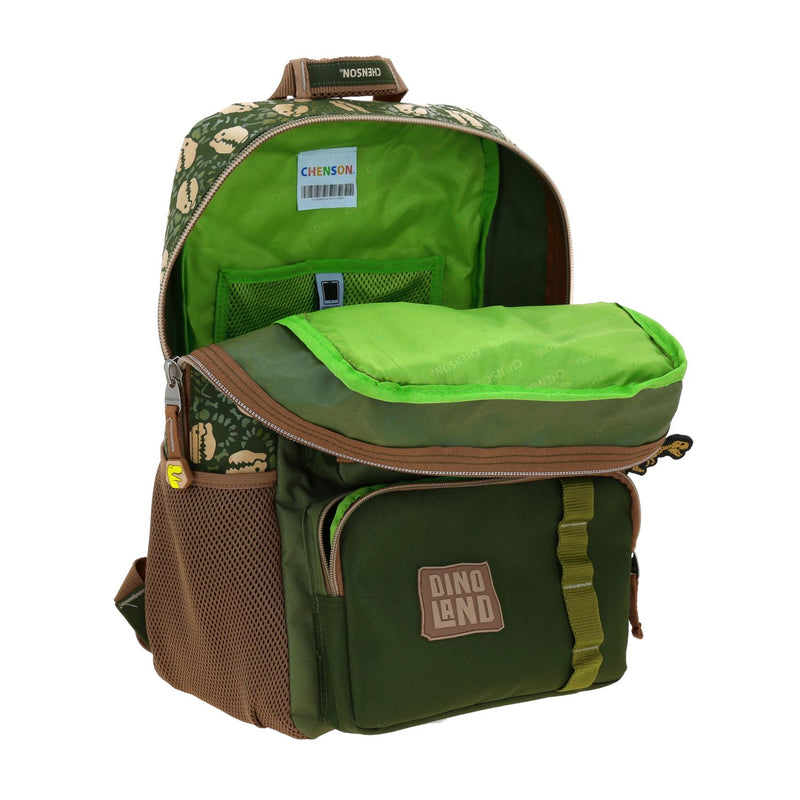 Mochila Verde Militar Escolar con Diseño de Dinosaurio Chenson Original Sagaz