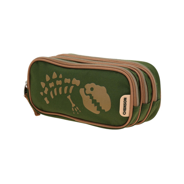 Lapicera Escolar Verde Militar con Dinosaurio Chenson Original Sagaz