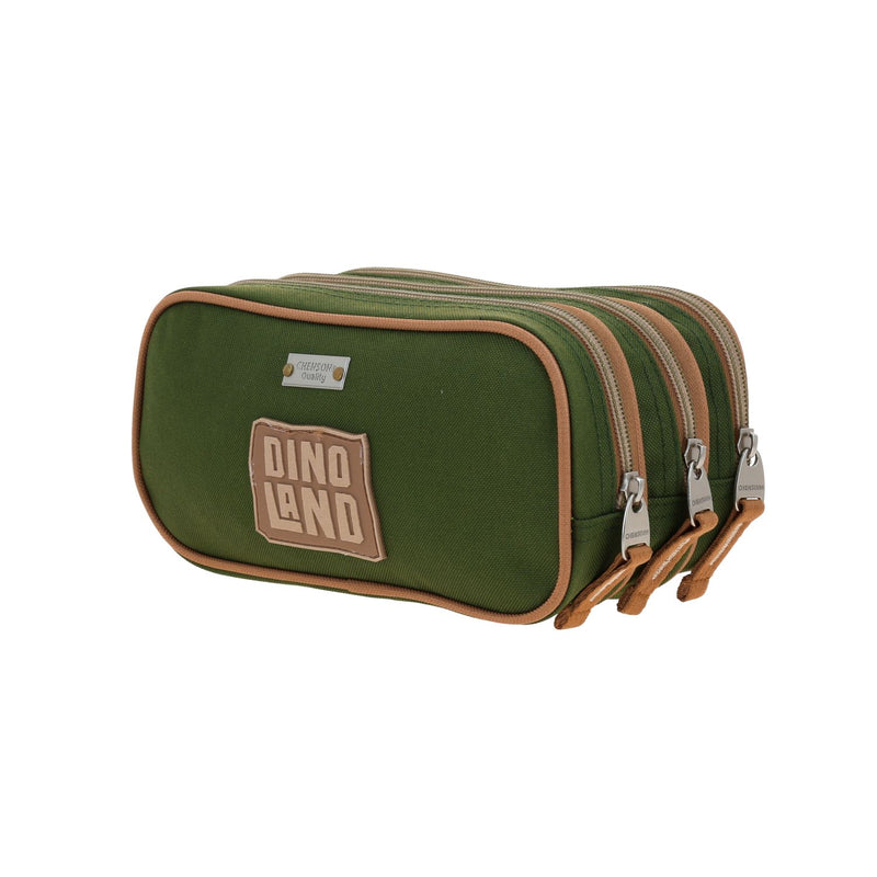 Lapicera Escolar Verde Militar con Dinosaurio Chenson Original Sagaz