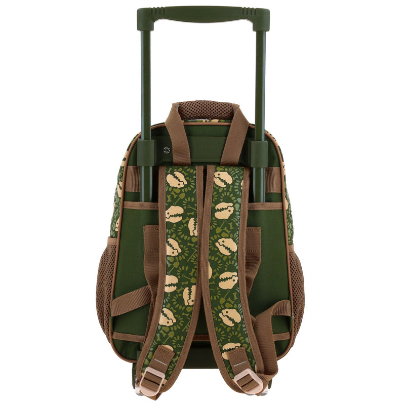 Mochila con Ruedas Verde Militar Diseño Dinosaurio Chenson Original Sagaz