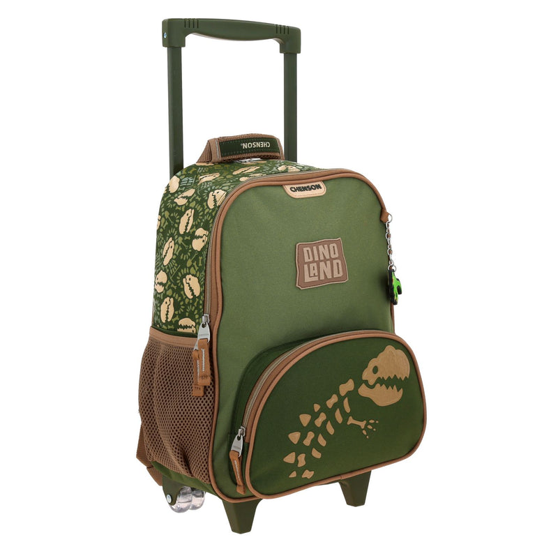 Mochila con Ruedas Verde Militar Diseño Dinosaurio Chenson Original Sagaz
