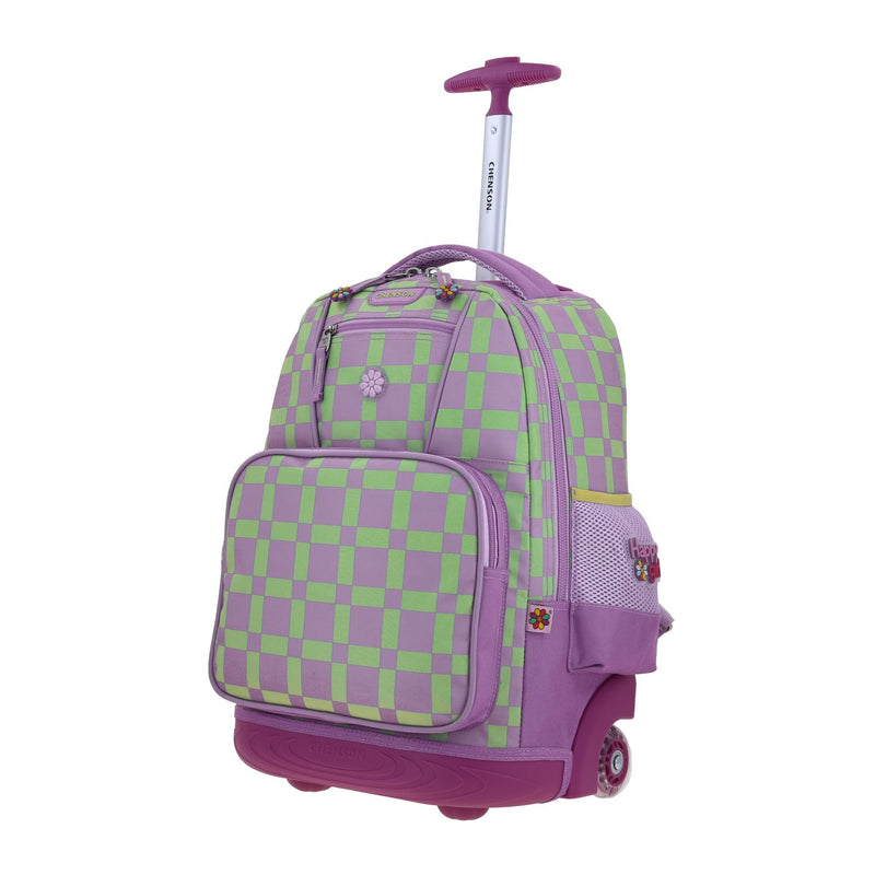 Mochila Morado Con Ruedas Diseño Floral Chenson Happy Girl Tare