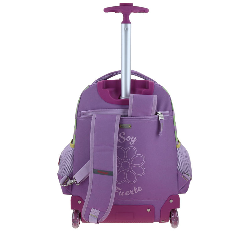 Mochila Morado Con Ruedas Diseño Floral Chenson Happy Girl Tare