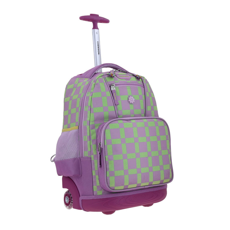Mochila Morado Con Ruedas Diseño Floral Chenson Happy Girl Tare