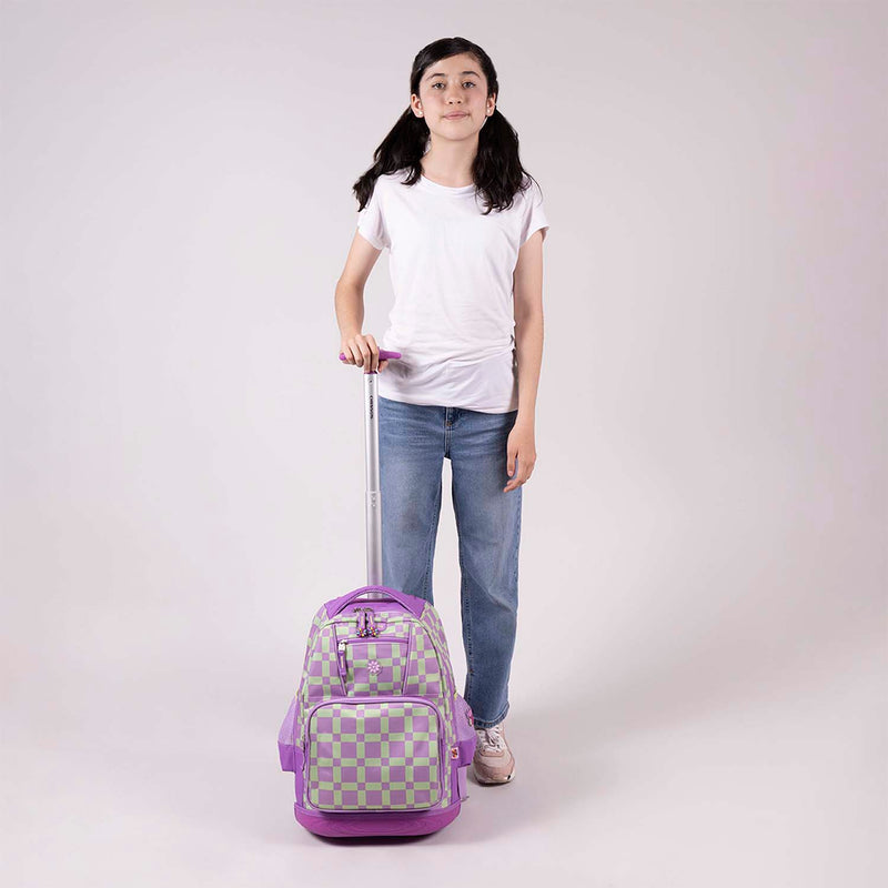 Mochila Morado Con Ruedas Diseño Floral Chenson Happy Girl Tare