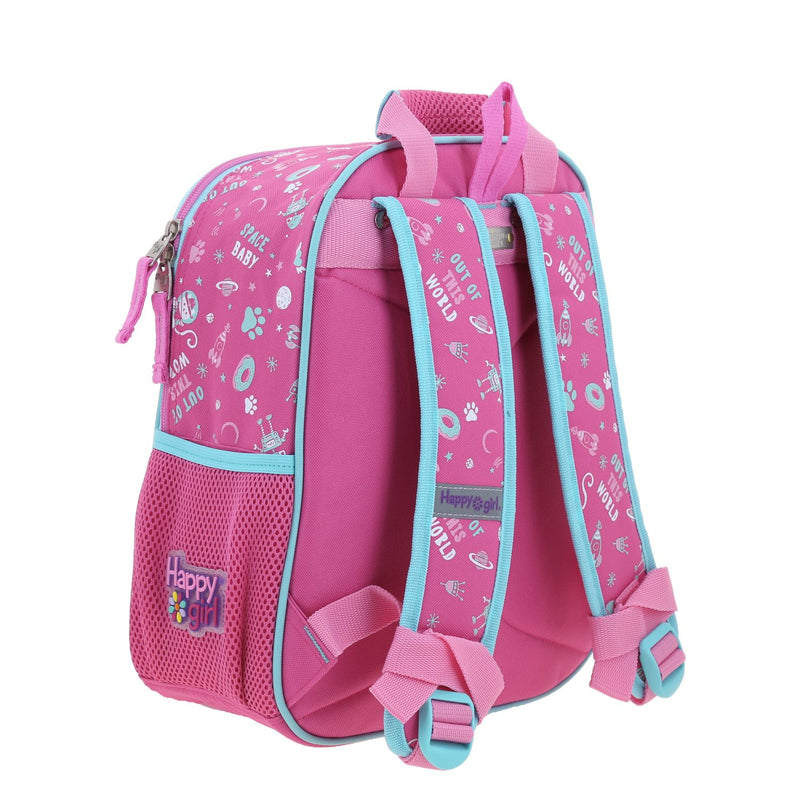 Mochila Rosa Chica con Gatito y Confeti Encapsulado Happy Girl Ajua