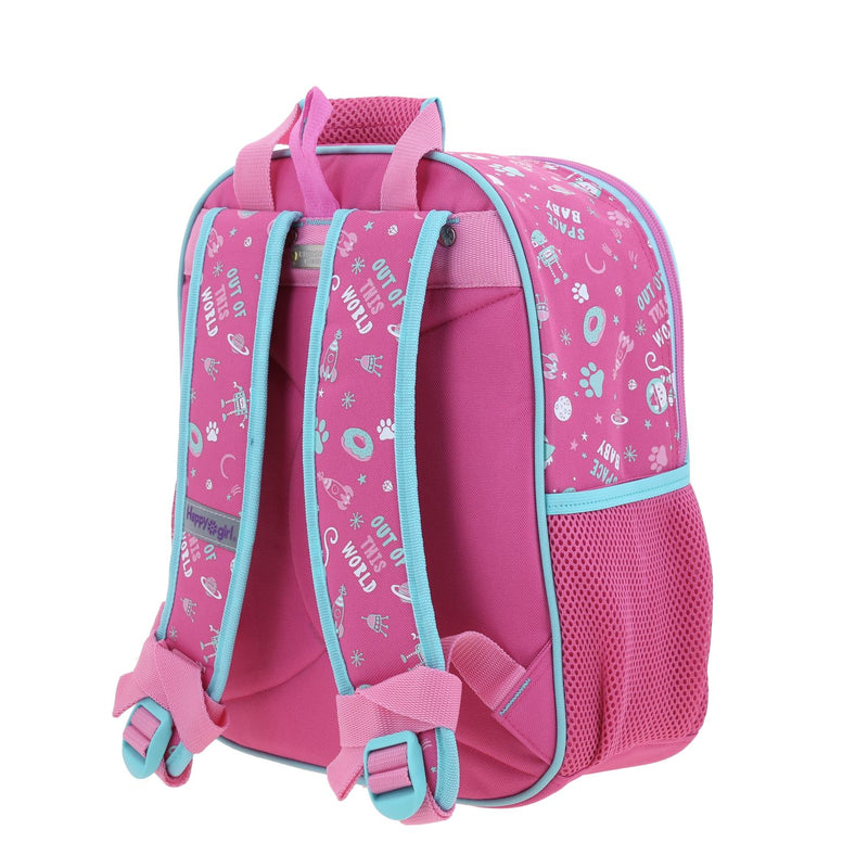 Mochila Rosa Chica con Gatito y Confeti Encapsulado Happy Girl Ajua