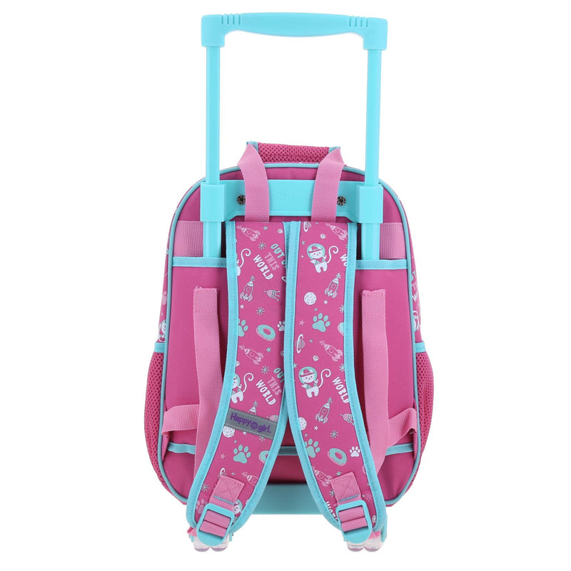 Mochila Rosa con Ruedas con Gatito y Confeti Encapsulado Happy Girl Ajua