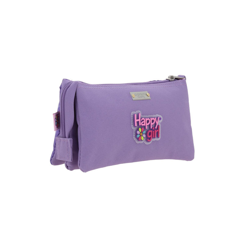 Lapicera Morada Con Flores Happy Girl Bagster