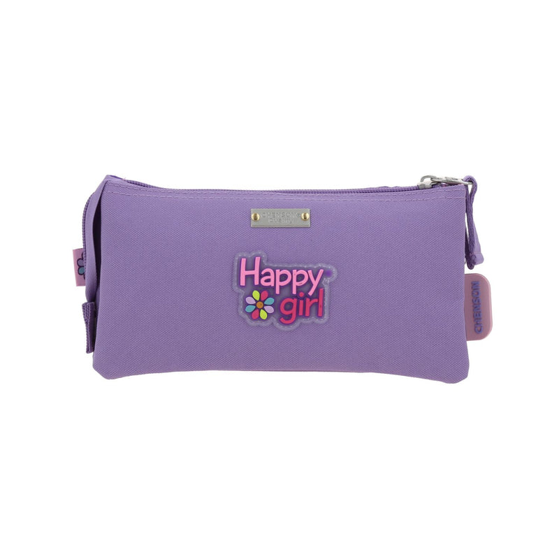 Lapicera Morada Con Flores Happy Girl Bagster