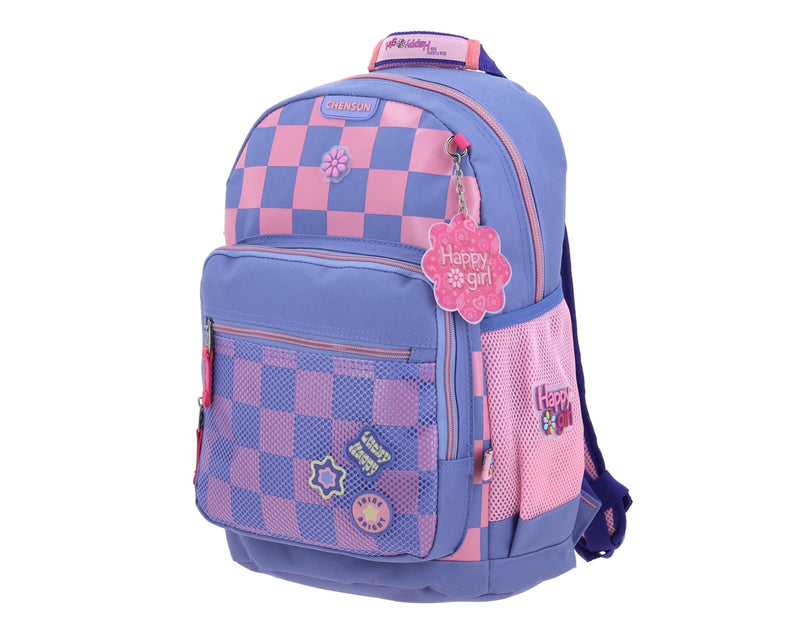 Mochila Morada a Cuadros Happy Girl Chester