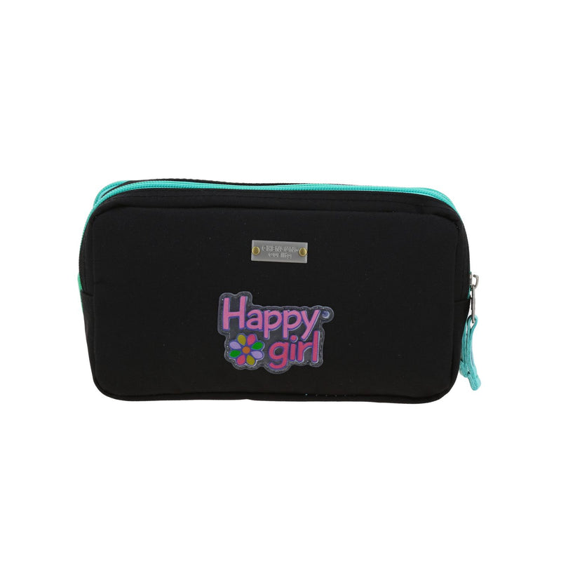 Lapicera Negra Con Flores Happy Girl Cienta